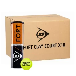 Carton 18 Tubes De 4 Balles Dunlop Fort Clay Court