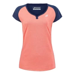 T-Shirt Babolat Play Cap Fille Corail / Bleu Marine