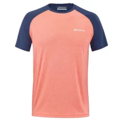T-Shirt Babolat Play Crew Neck Corail / Bleu Marine