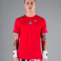 T-Shirt Hydrogen Star Tech Rouge / Bleu -Tennis Soldes Magasin t shirt hydrogen star tech rouge bleu 2