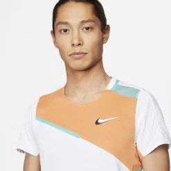 T-Shirt Nike Court Dri-FIT Slam Blanc / Orange -Tennis Soldes Magasin t shirt nike court dri fit slam blanc orange 2