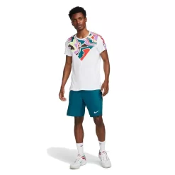 T-shirt Nike Court Dri-Fit Slam Blanc Printed -Tennis Soldes Magasin t shirt nike court dri fit slam blanc printed 2