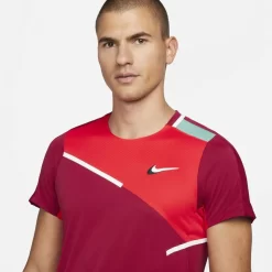 T-Shirt Nike Court Dri-FIT Slam Rouge -Tennis Soldes Magasin t shirt nike court dri fit slam rouge 2