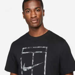 T-Shirt Nike Court Printed Noir -Tennis Soldes Magasin t shirt nike court printed noir 2
